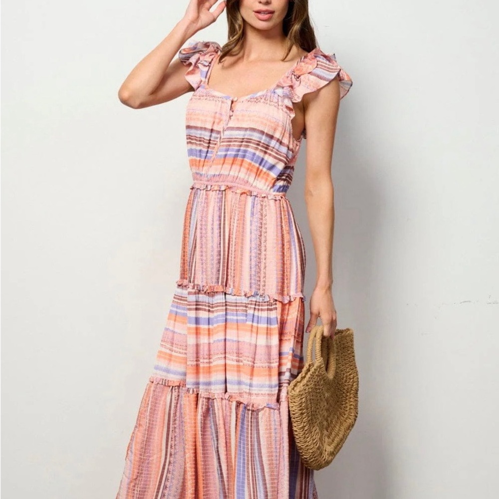 Current Air Pastel Striped Maxi Dress